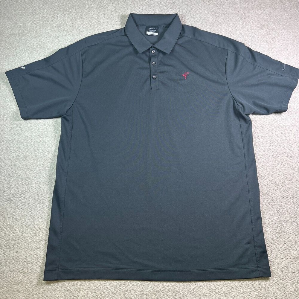 Nike Dri Fit Polo Golf Shirt Mens Size 2XL Gary 100% Polyester Short Sleeve-Cade